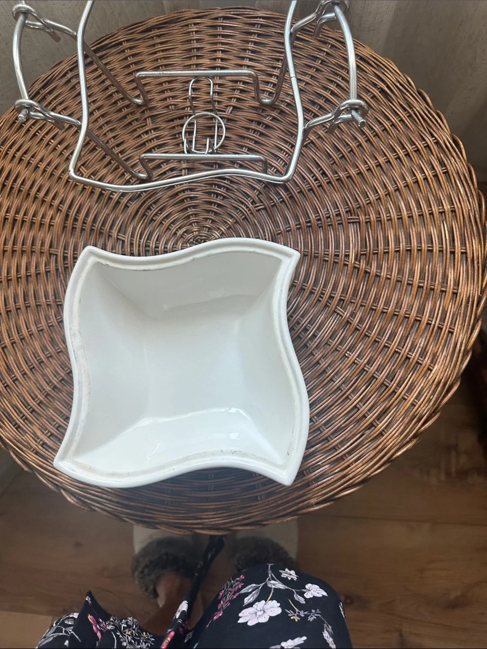 Vintage Sienna by Godinger White Porcelain 1-Quart Chafing Serving Dish Chrome